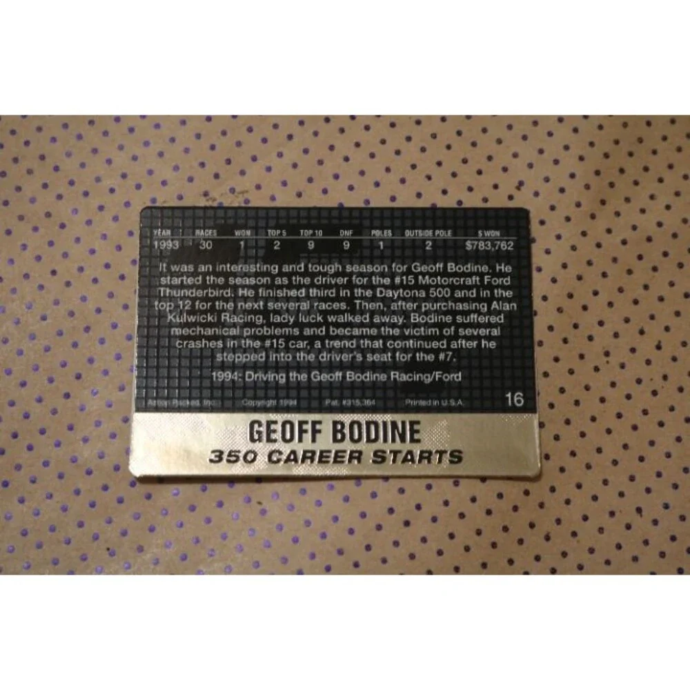 Geoff Bodine #16 Nascar Card (1994)